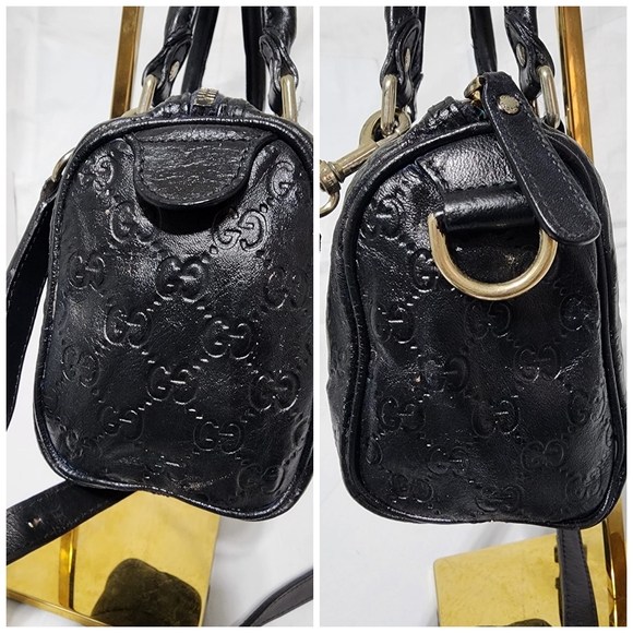 GUCCI Guccissima Small Joy Boston Satchel Bag Black - Picture 10 of 12